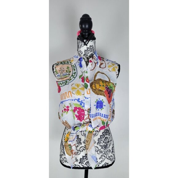Rachel Zoe Gorgeous Graphic  Multi Patterned Print Button Up Blouse Size XS - Picture 1 of 12